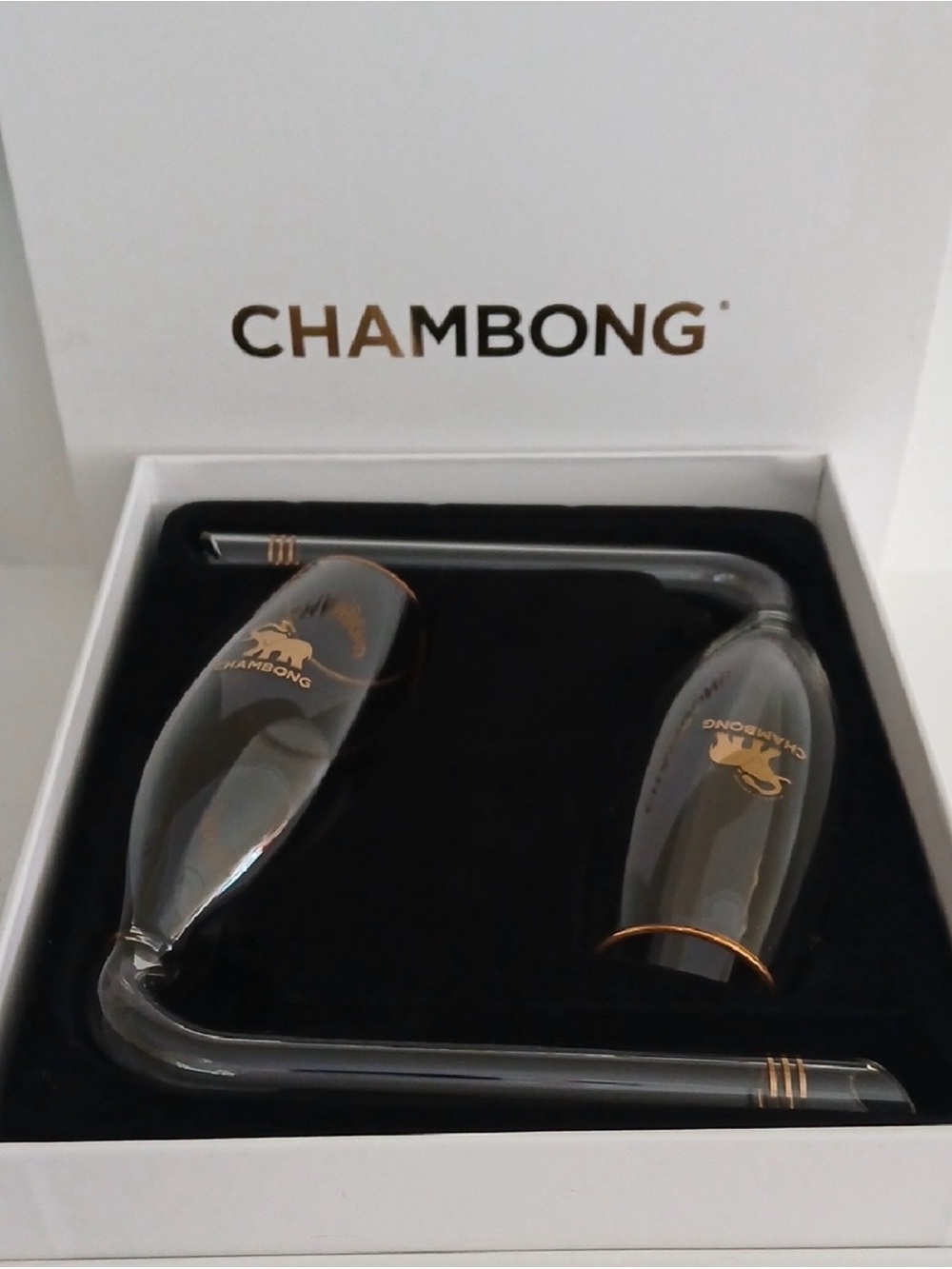 CHAMBONG Classic 6 oz Glass Champagne Shooter - Gold Logo - Picture 2 of 3